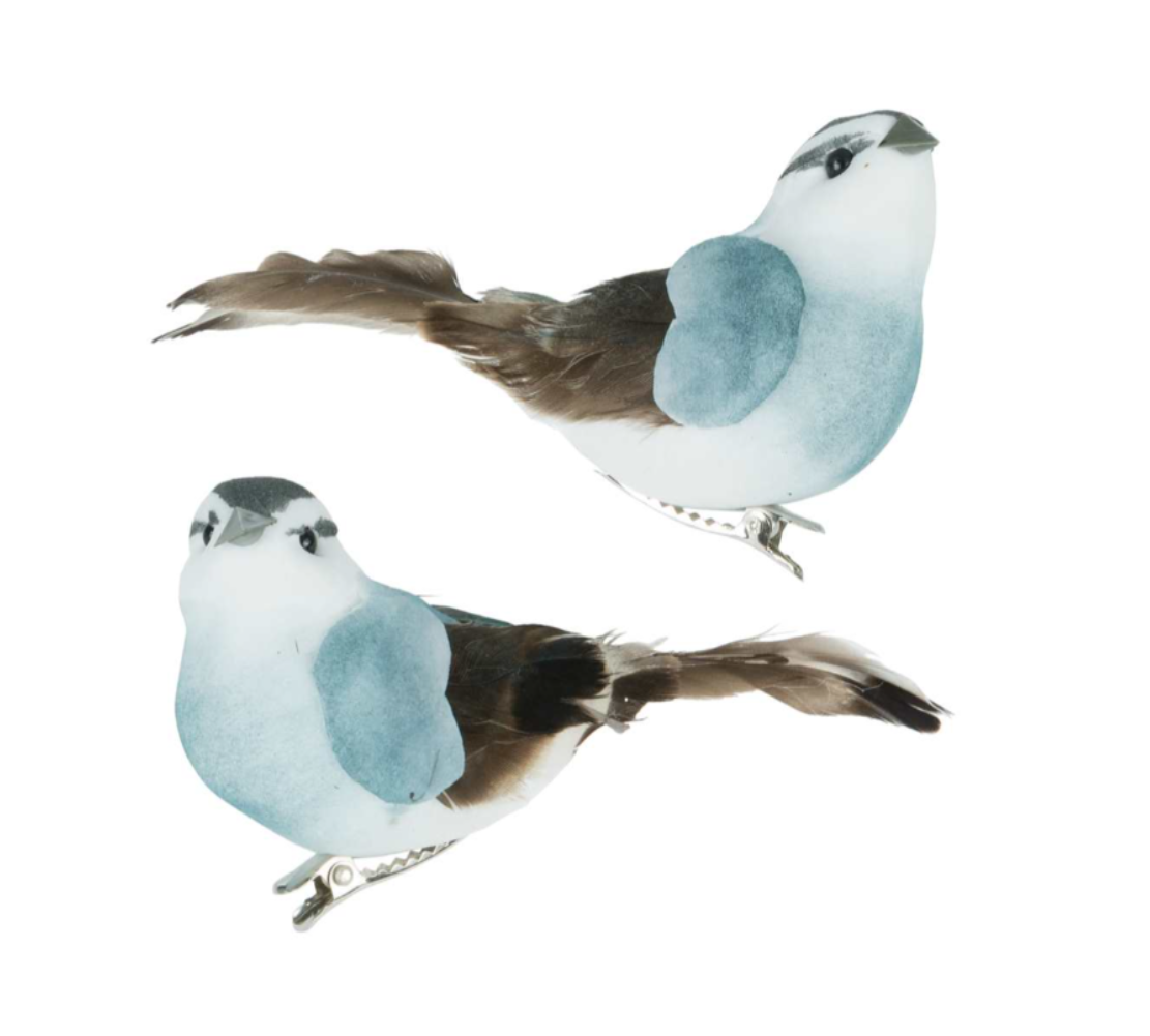 Blue Feathered Bird with Clip