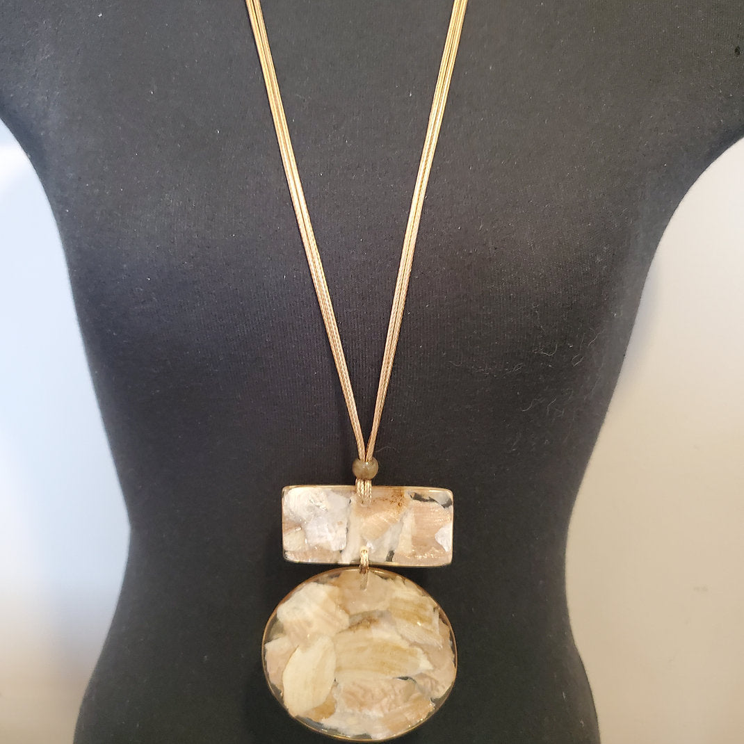 Round with Rectangle Tan Necklace