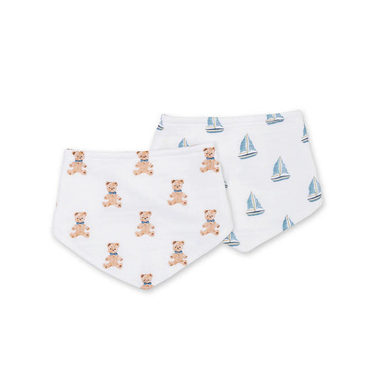 Lulujo Vintage Bandana Bibs Bear and Sailboats