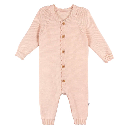 Sweater Knit Coverall - Pink