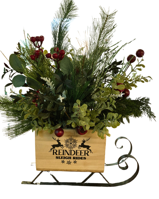 Reindeer Sleigh Flower Arrangement *Pick Up Only