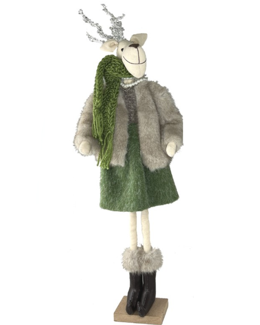 Standing Deer Woman with Fur Coat - 23"