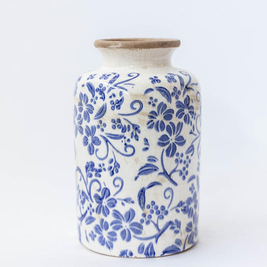 Blue Flowers Vase - Tall
