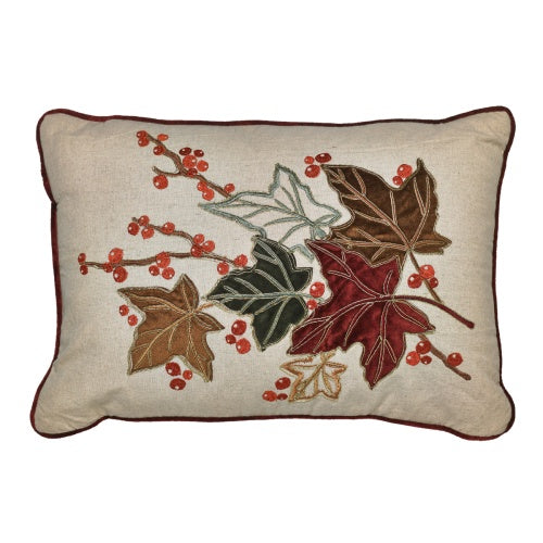 Fall Leaves and Berries Cushion 14" x 20"