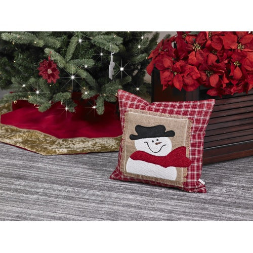 Snowman and Plaid Cushion