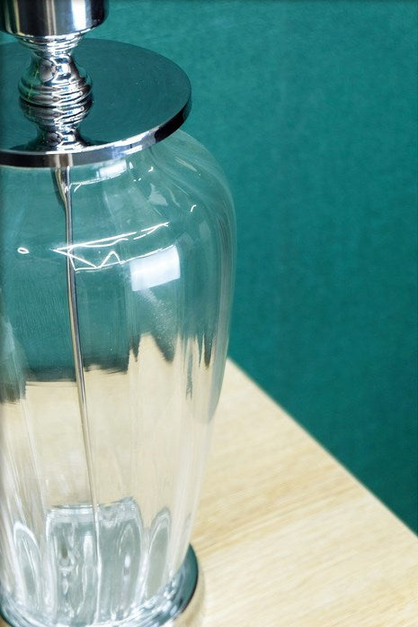 Glass Lamp with Dark Grey Shade ** Store Pick-up only