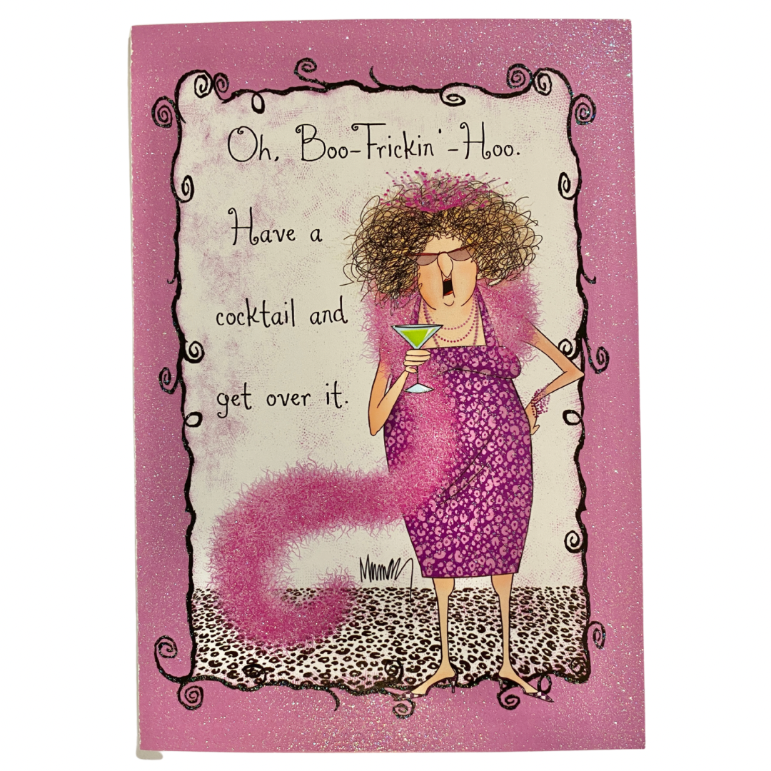 Pink Boa Martini Birthday Card