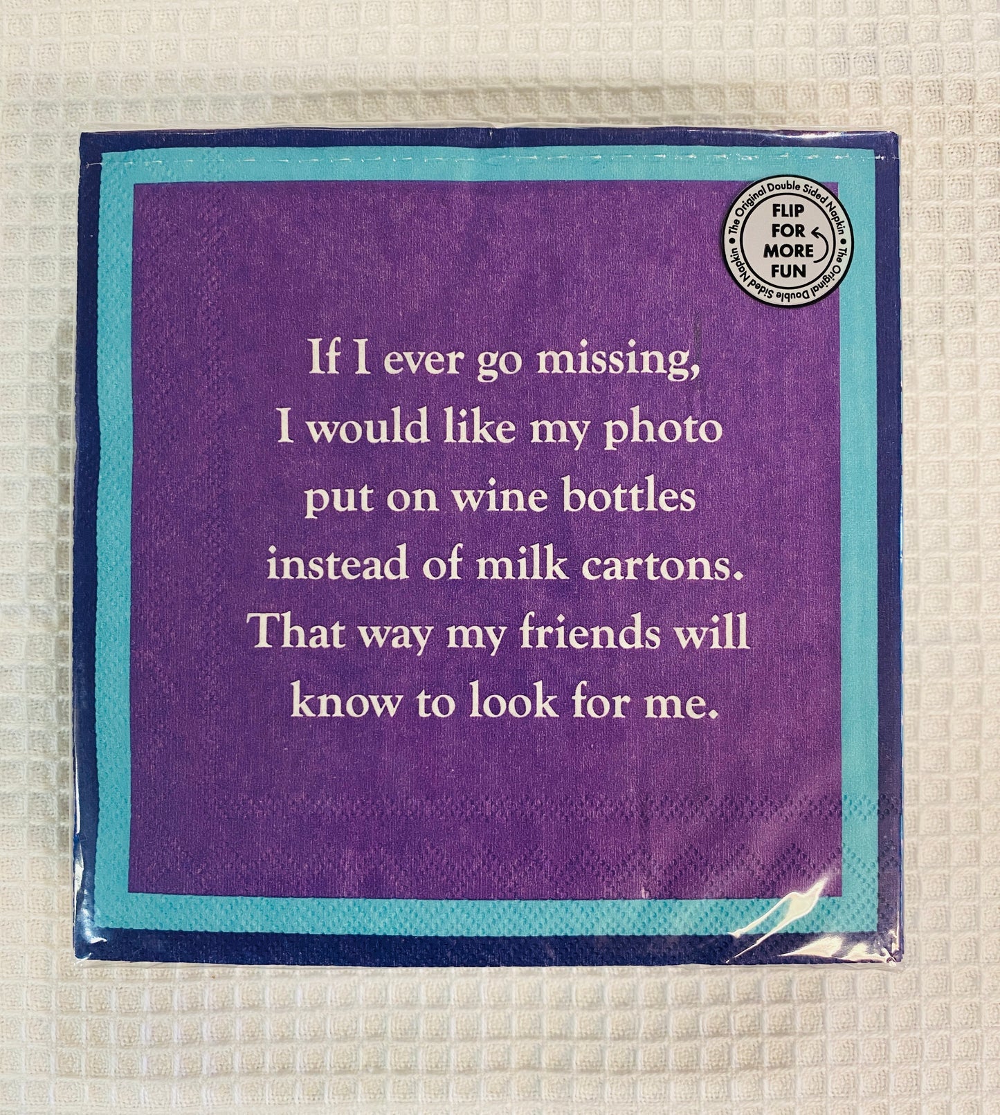 Humorous Reversible Cocktail Napkin Milk Carton