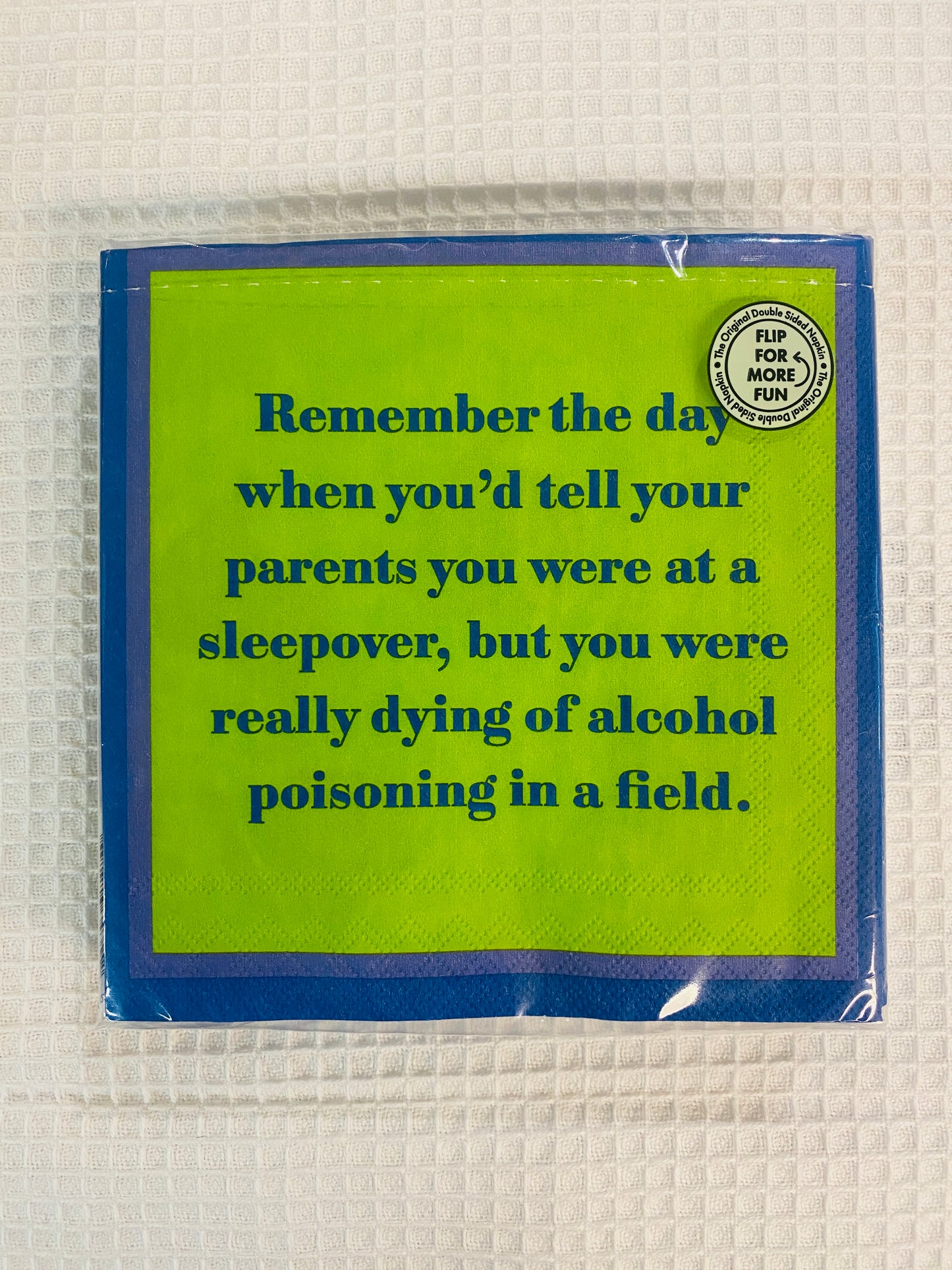 Humorous Reversible Cocktail Napkin Alcohol Poisoning