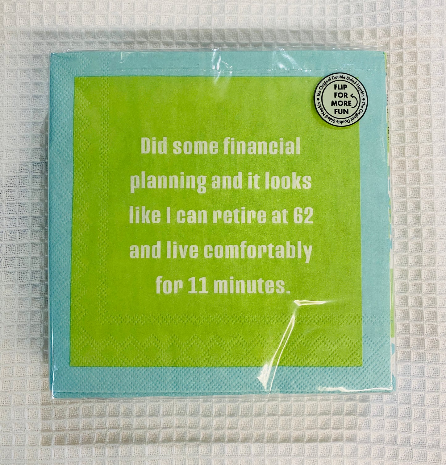 Humorous Reversible Cocktail Napkin Financial Plan