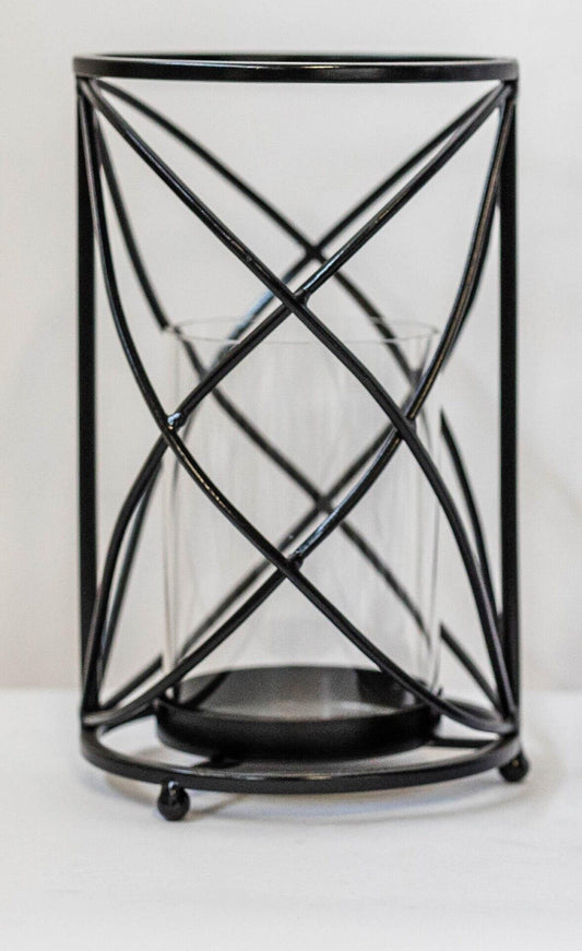 Black Metal Hurricane Lantern - Small