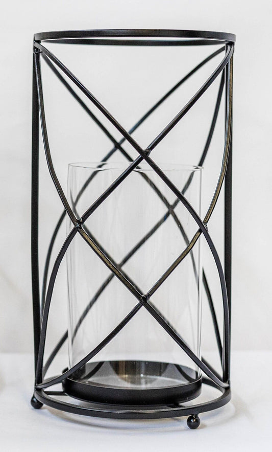 Black Metal Hurricane Lantern - Large