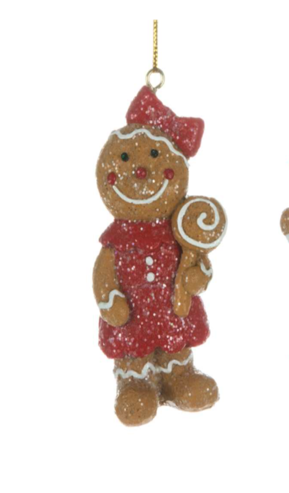 Gingerbread Candy Cane Lollipop Ornament - Assorted Styles