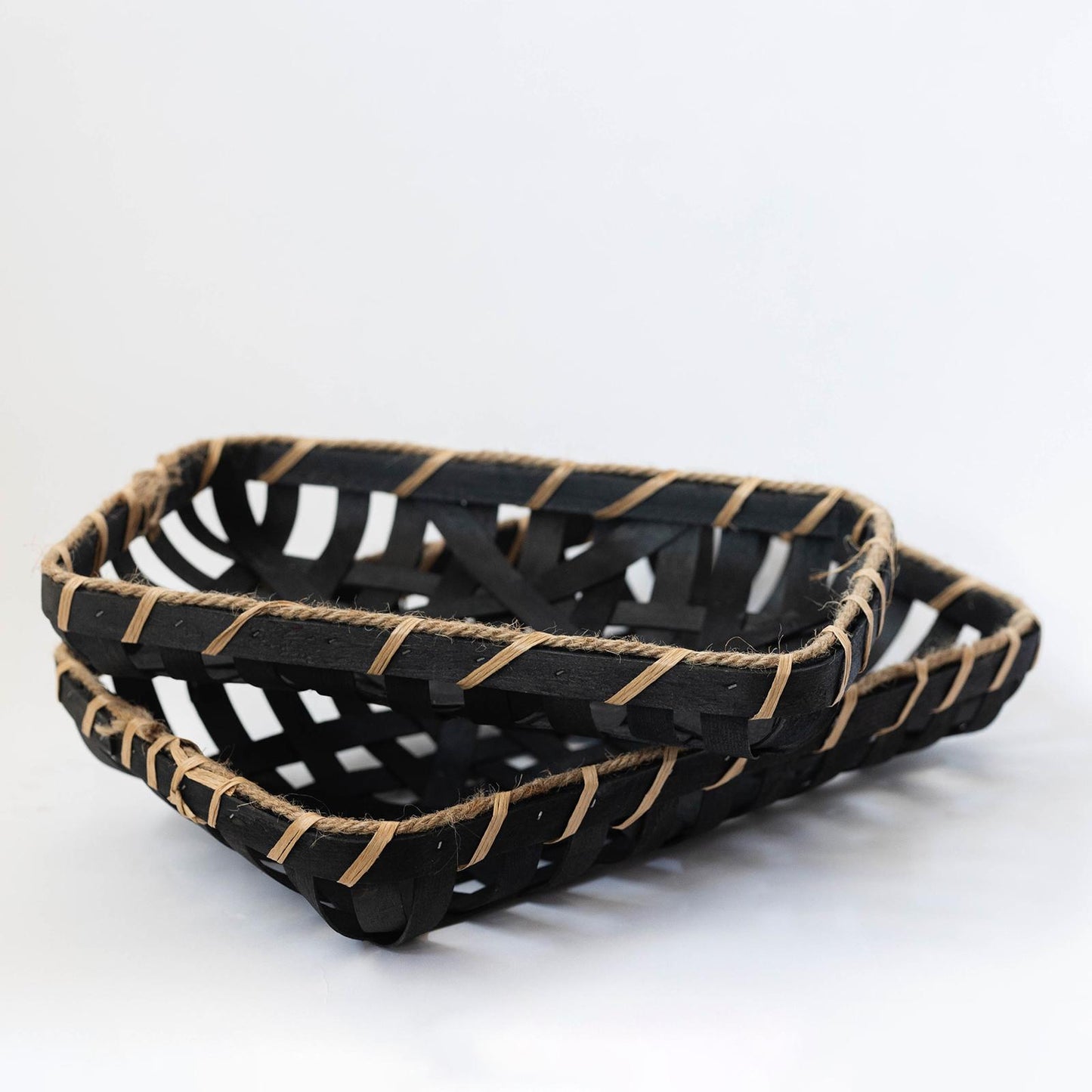 Black Rectangular Woven Tray - Assorted Sizes