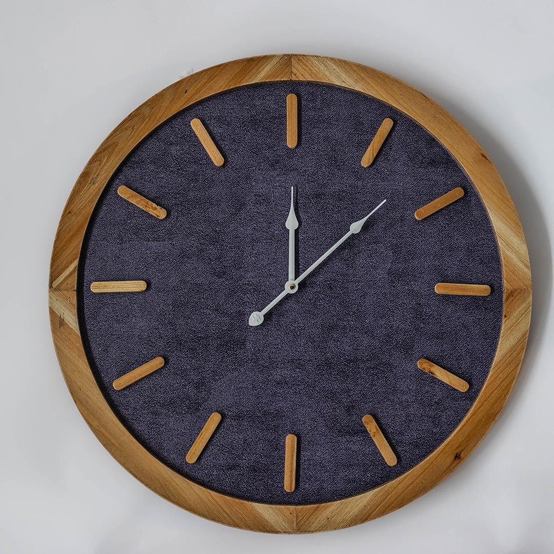 Wall Clock with Blue Background and Wooden Numbers - Joshua & Company