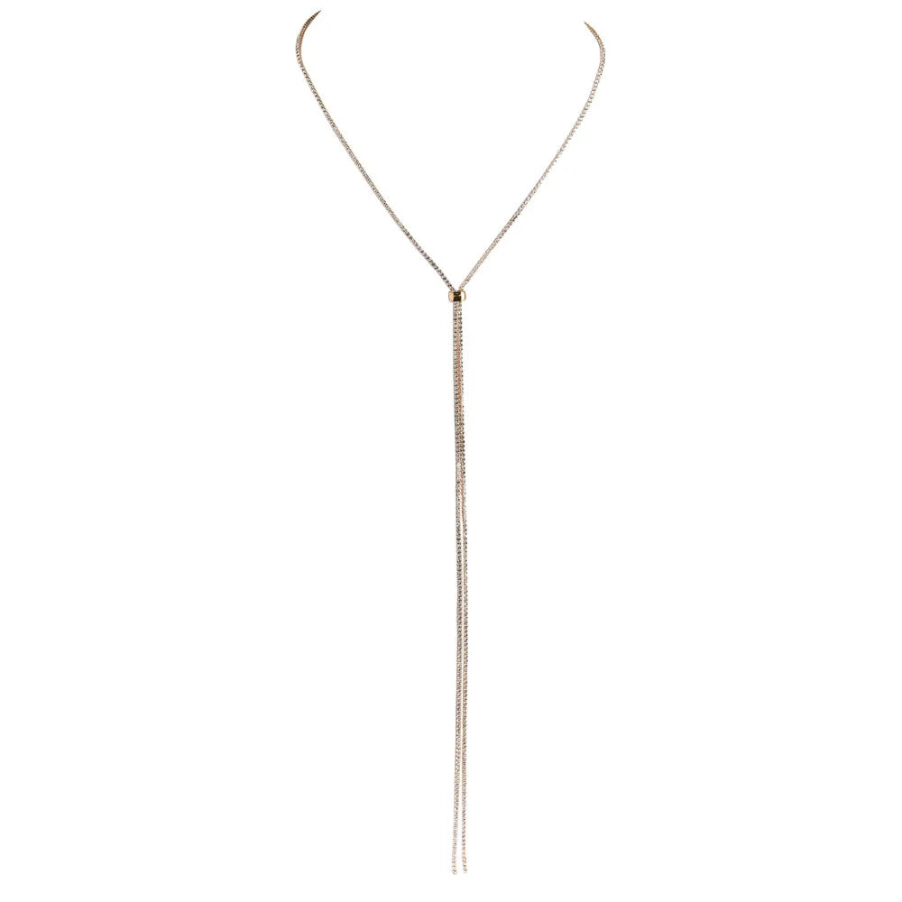Gold Crystal Bolo Necklace