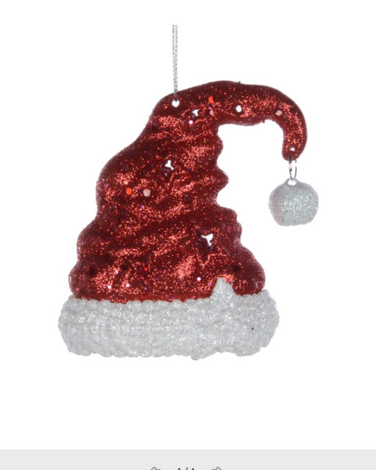 Red Glitter Santa Hat Ornament
