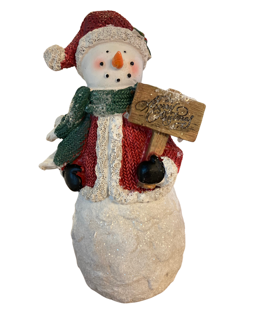 Snowman with Sign Figurine