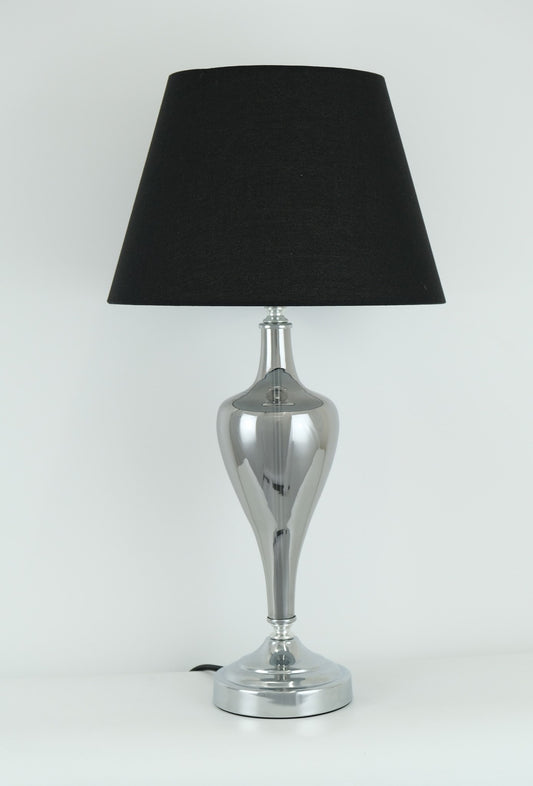 Silver Glass Table Lamp with Black Shade **Store Pick-up only