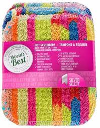 World's Best Flat Pot Scrubbers-3 Pack Patterned - Joshua & Company
