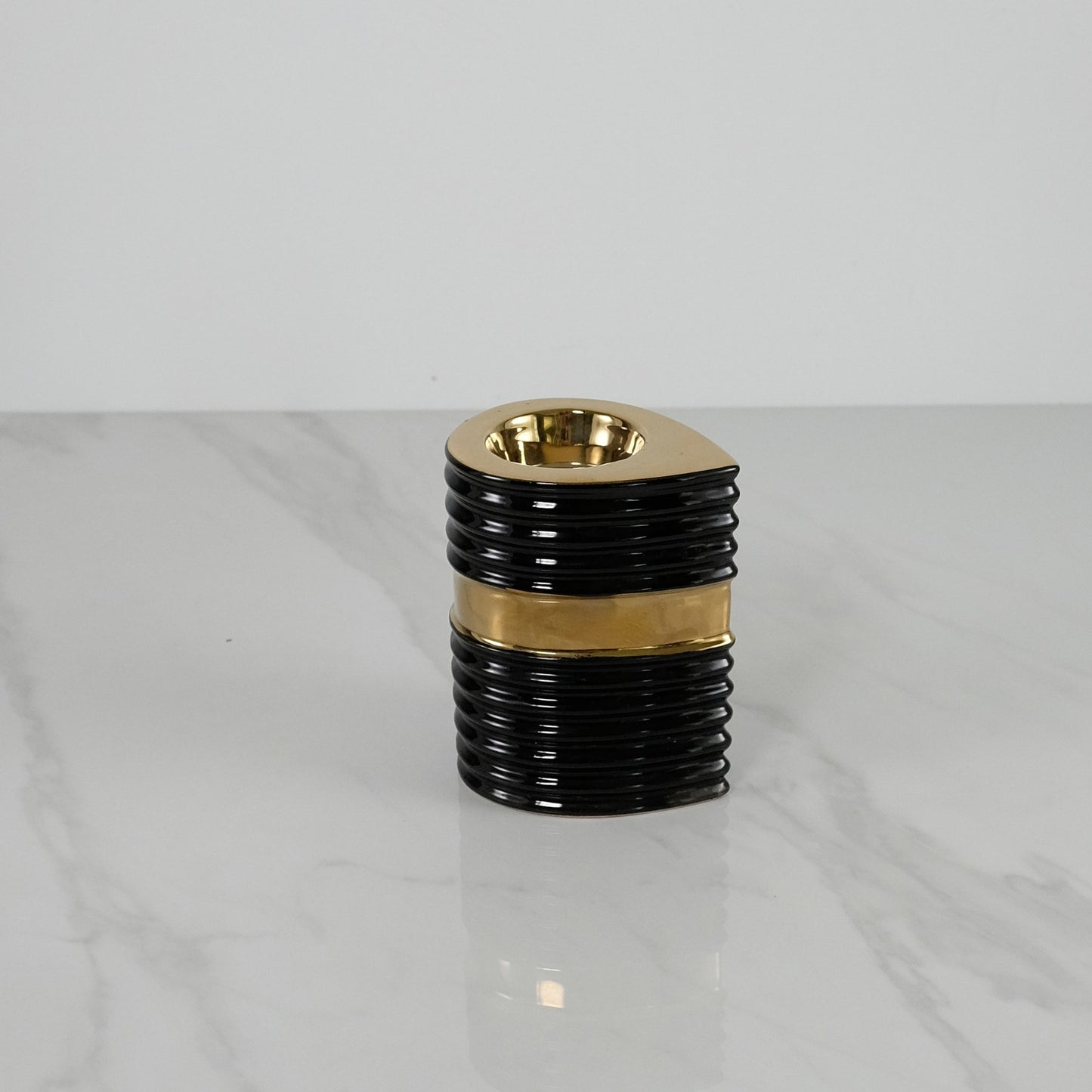 Small Black and Gold Tea Light Holder