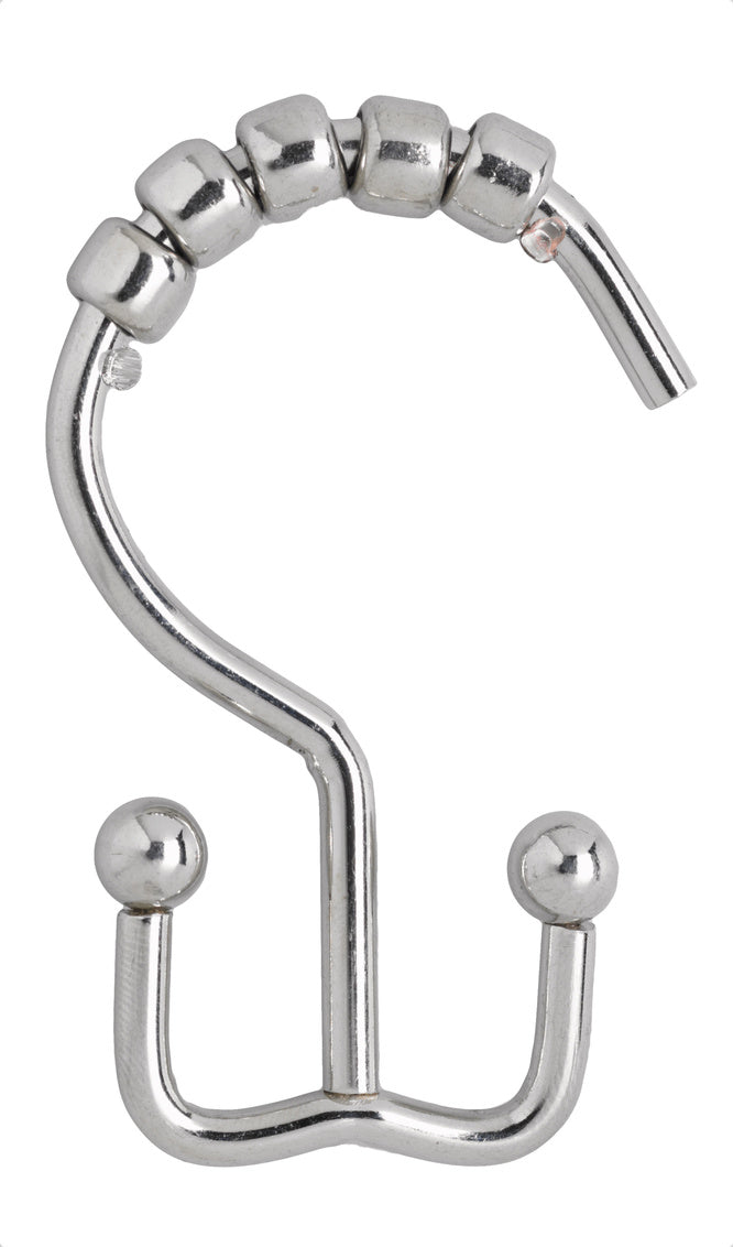 Silver Double Shower Curtain Hooks with five silver beads across the top