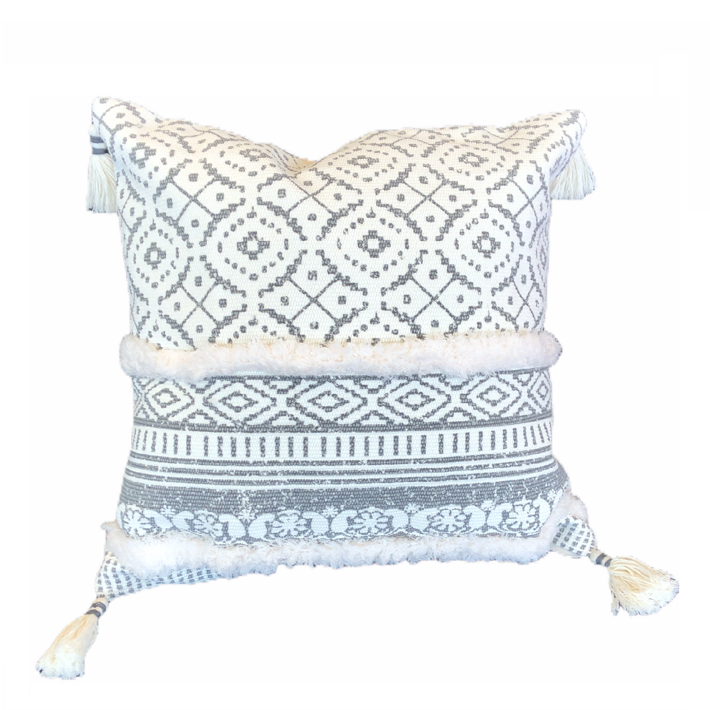 Grey and Cream Square Cushion