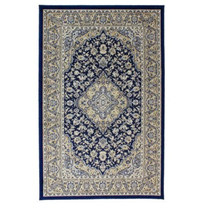 2x4' Navy pattern rug with Persian style and low pile