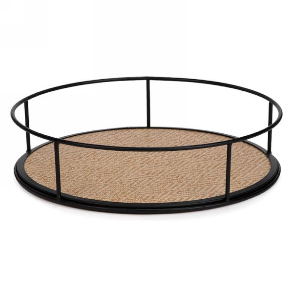 Round Tray with Natural Weaved Base