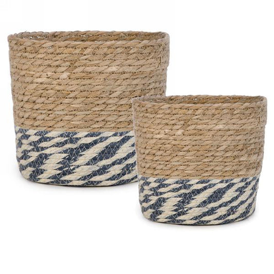 Navy, Cream & Natural Basket (2 sizes)