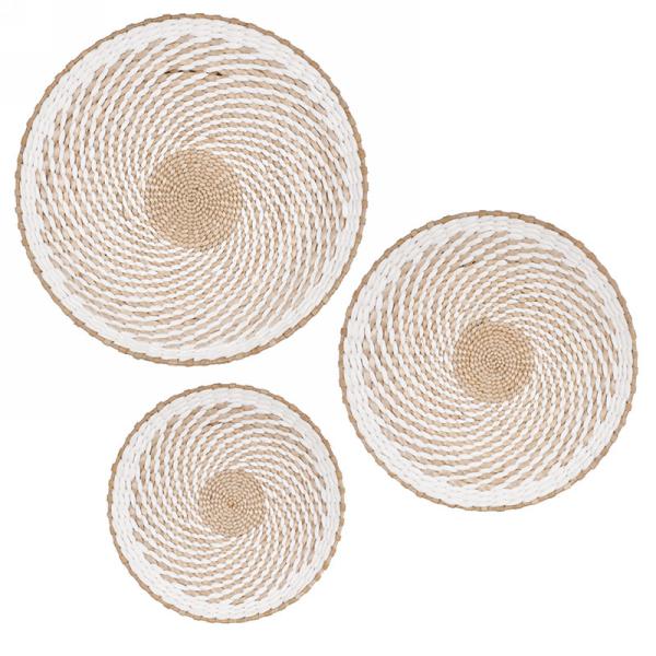White and Natural Weaved Wall Decor Set