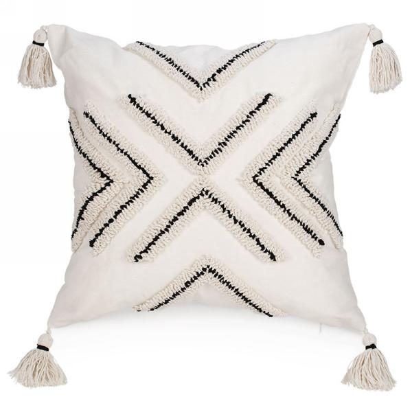 Black and Ivory Tufted Cushion