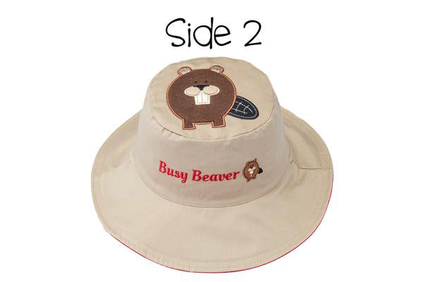 Reversible Kid's Sun Hat Canoe/Beaver