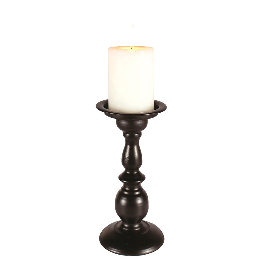 Black Metal Pillar Candleholder (2 sizes)