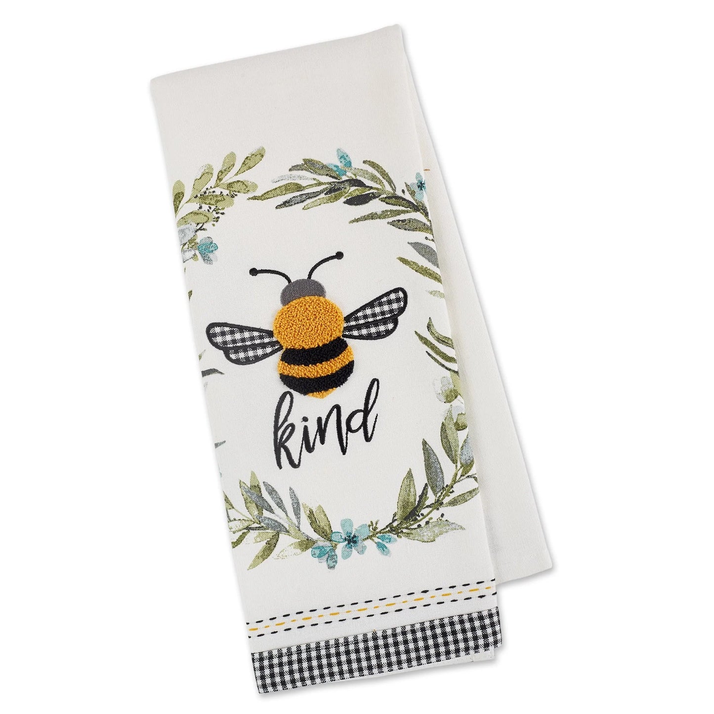 Bumble Bee Kind in Wreath Tea Towel