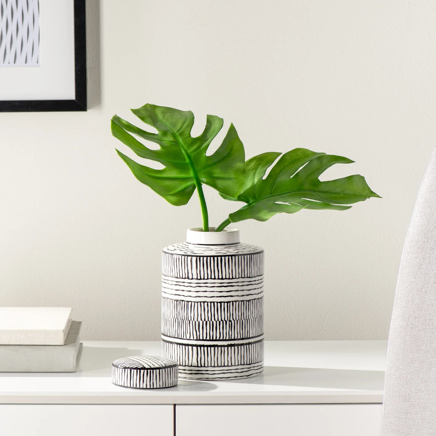 Takara Pattern Ceramic Canister with Lid - 8"