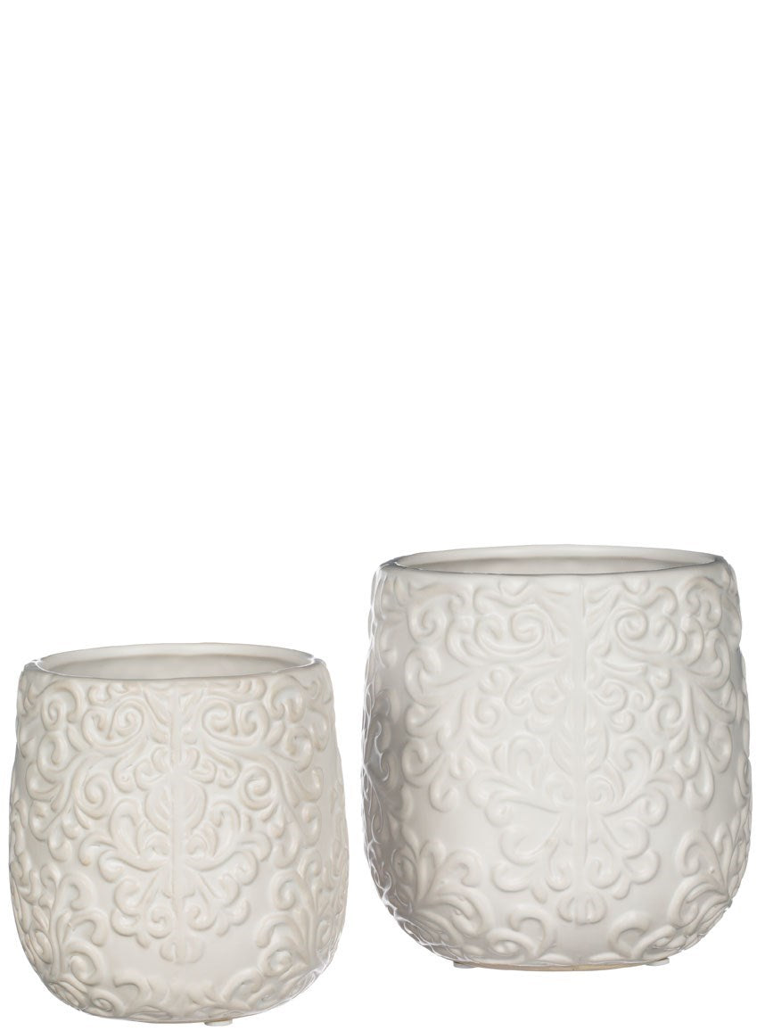 Off White Pot with Design