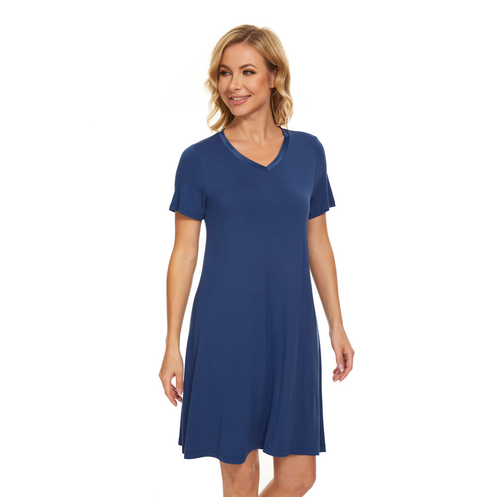 Bamboo A line Night Dress - French Blue Joshua & Company Bamboo A line Night Dress - French Blue Joshua & Company