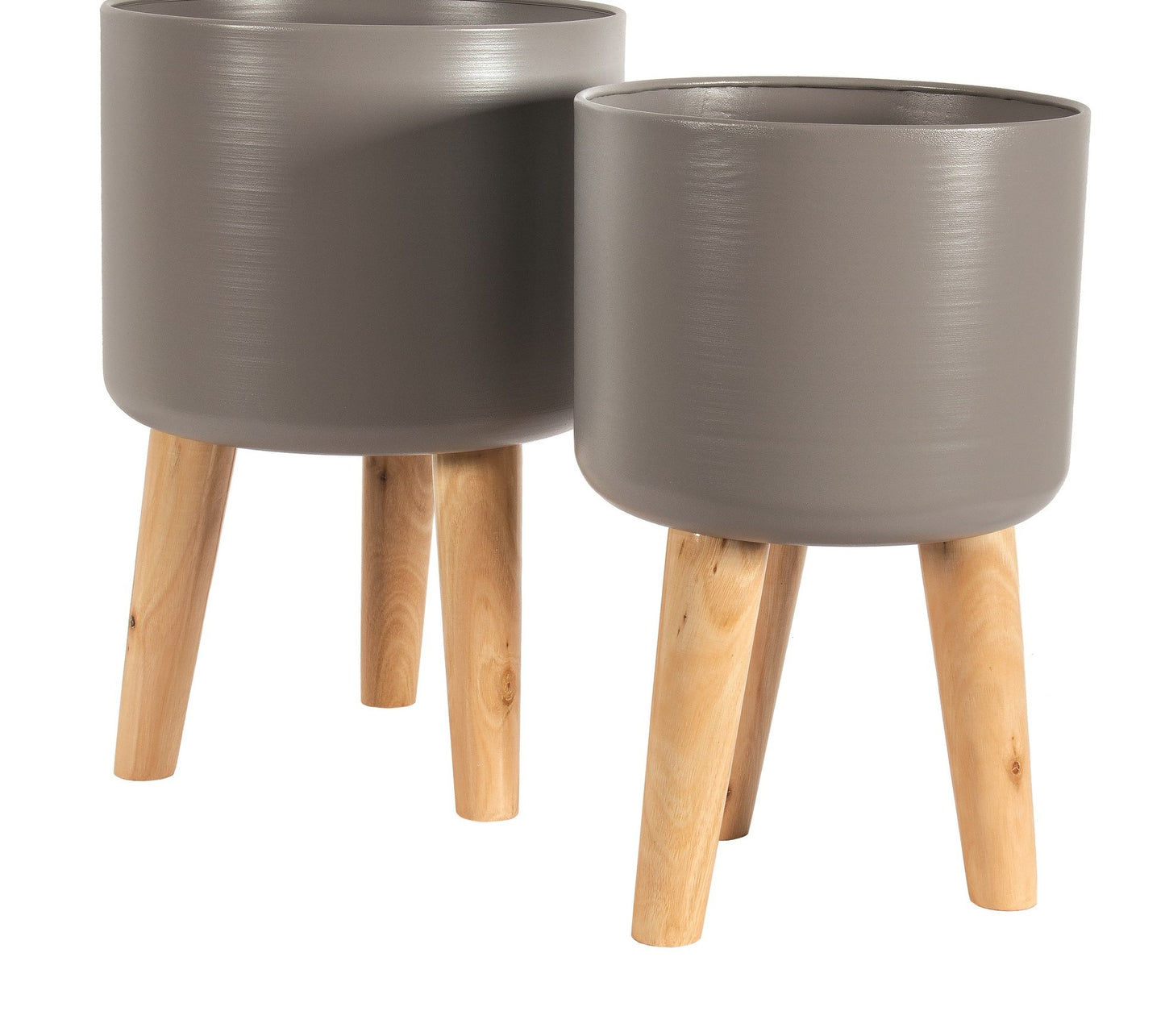 Grey Planter with Wooden Legs