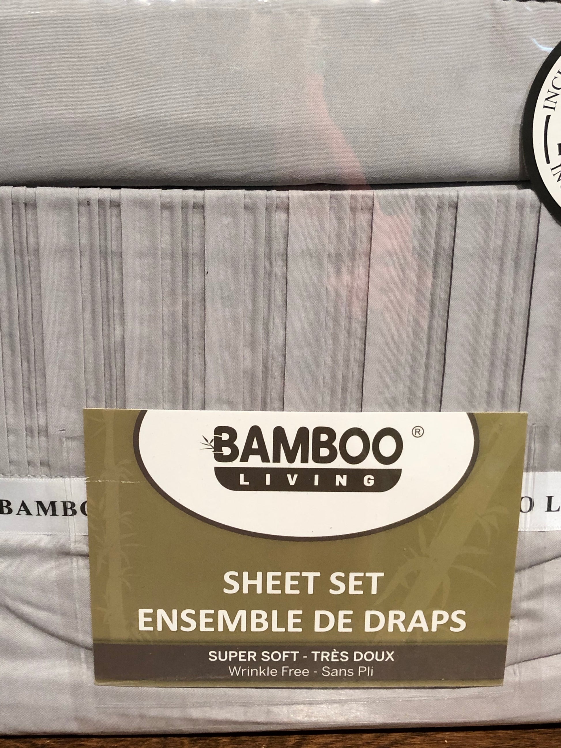 Full/Double Light Grey Bamboo Sheet Set with Four Pillow Cases