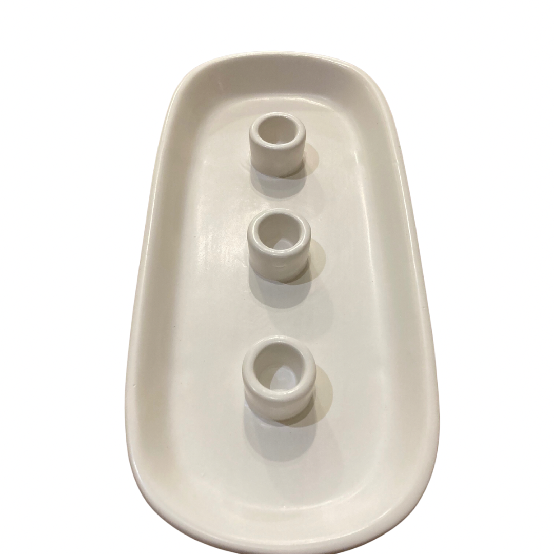 White Triple Candle Holder