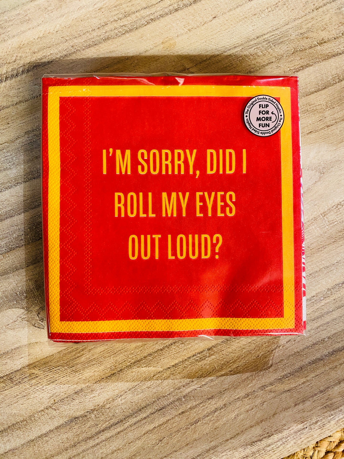 Humorous Reversible Cocktail Napkin Roll My Eyes