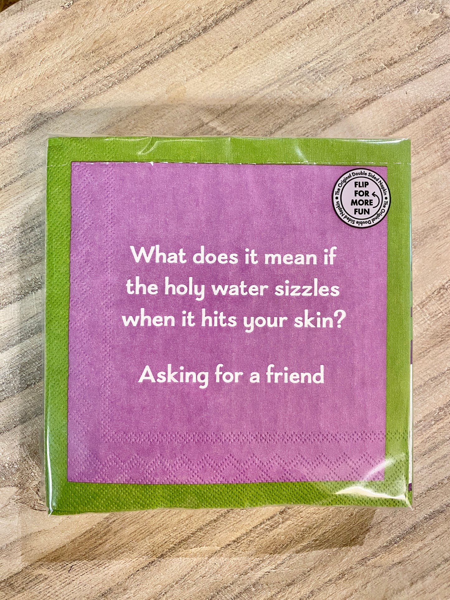 Humorous Reversible Cocktail Napkin Holy Water