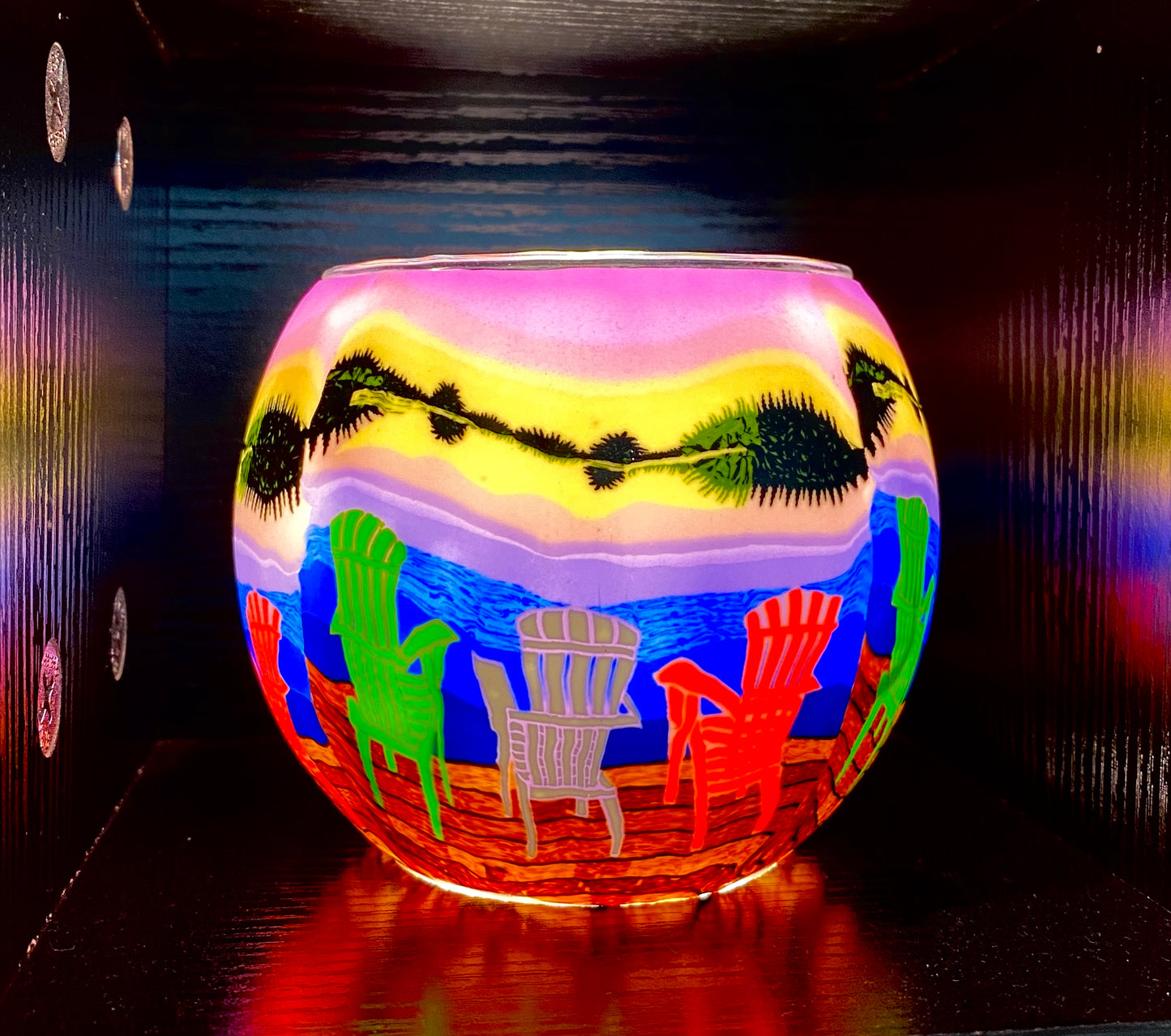 Glass Tea Light Holder - Dock Chairs