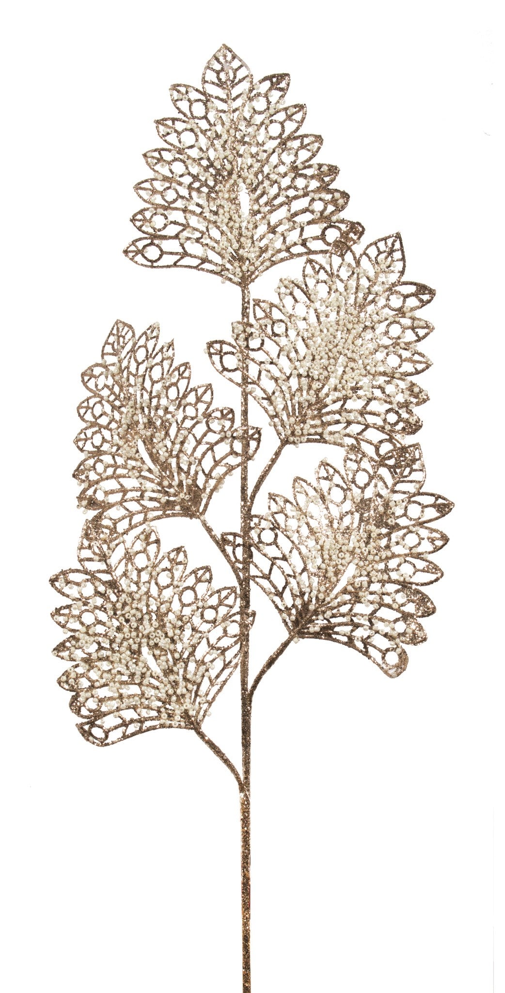Pearl and Lace Leaf Spray