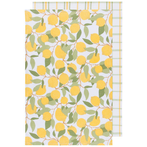 Lemon & Plaid Tea Towels (Set of Two)