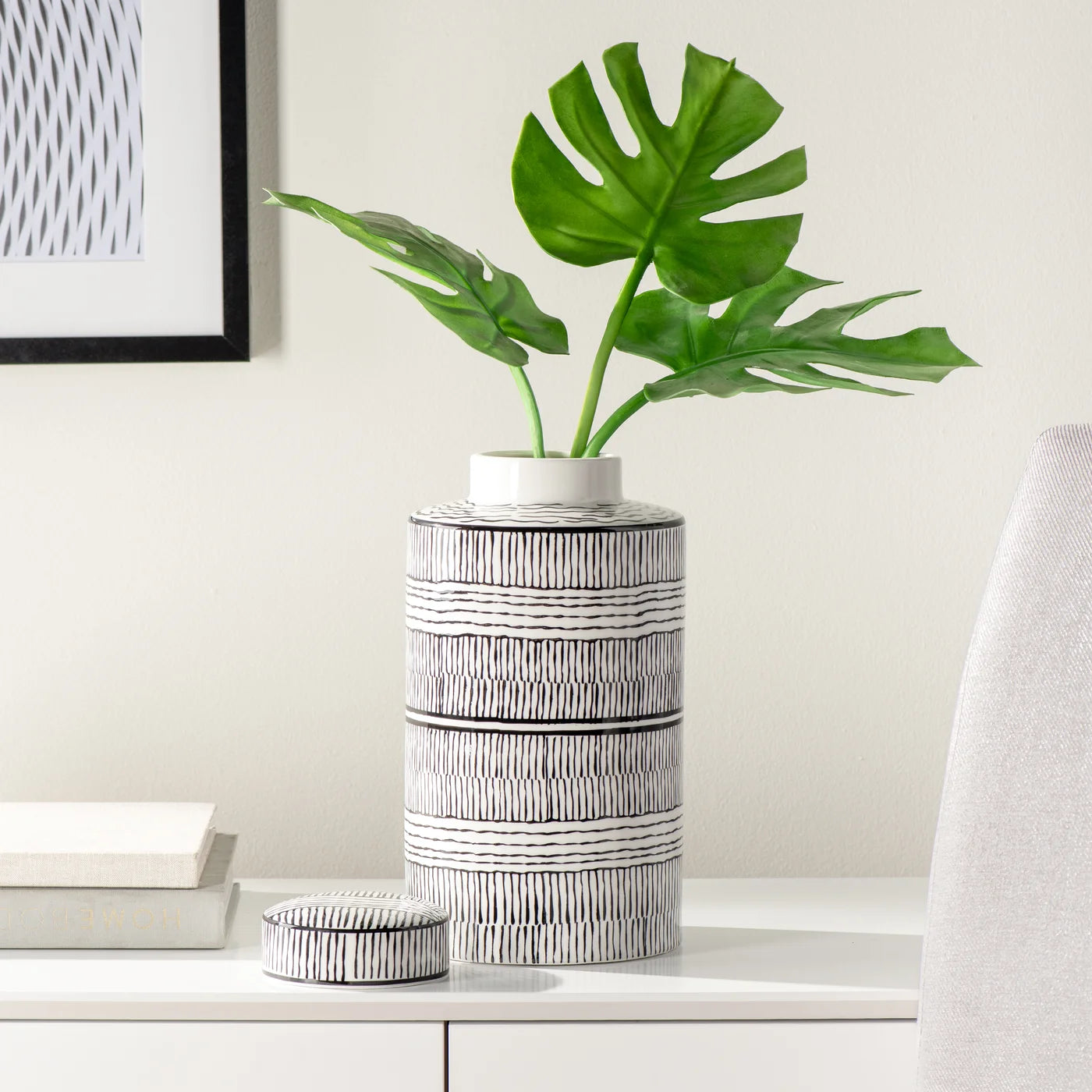 Takara Pattern Ceramic Canister with Lid - 11.5"