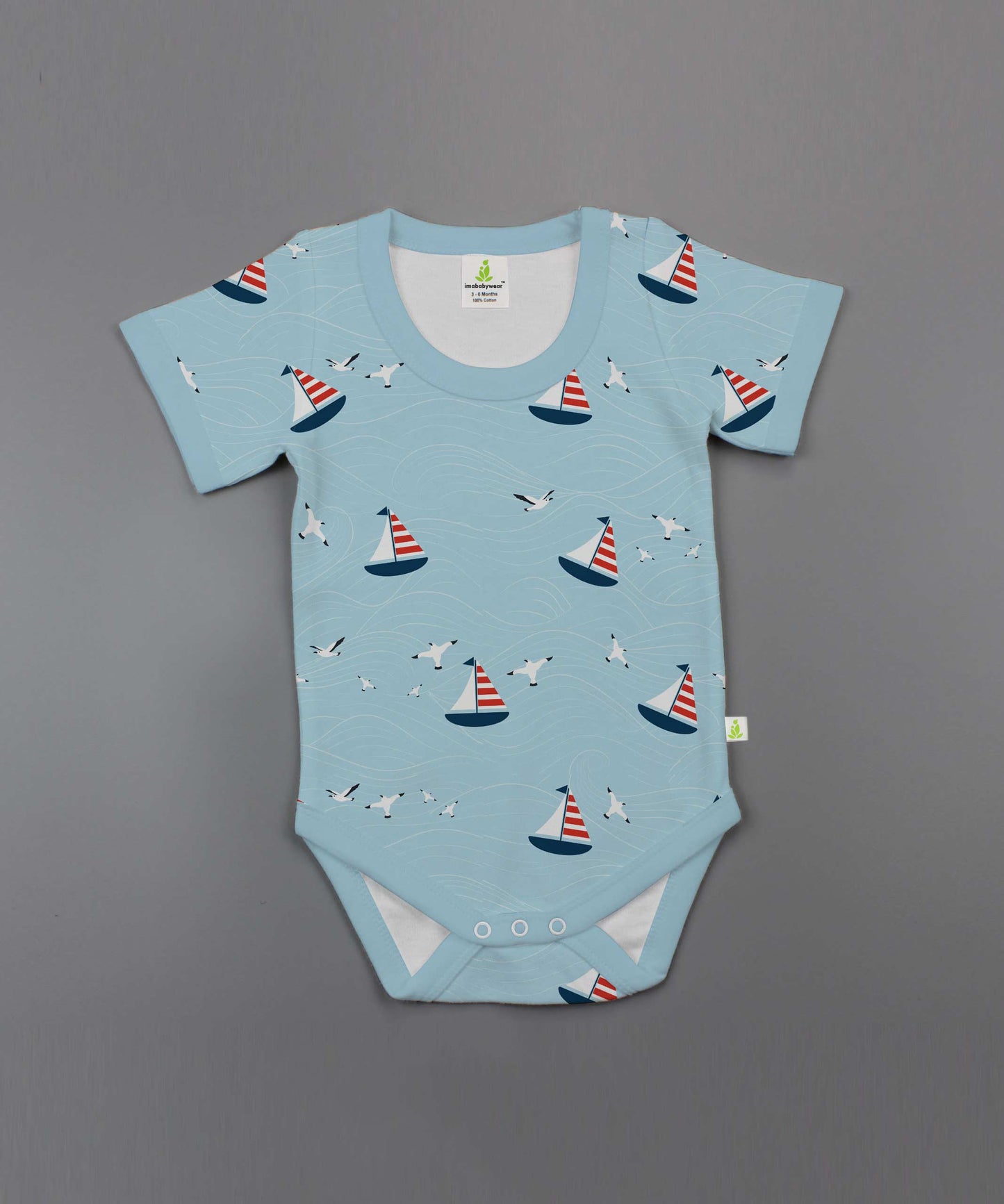 Nautical Print Half Sleeve Bodysuit