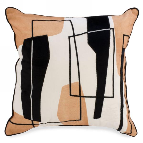 Ochre and Black Velvet Cushion