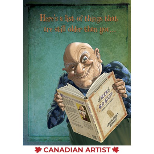 Old Man Reading a Book-Birthday Card